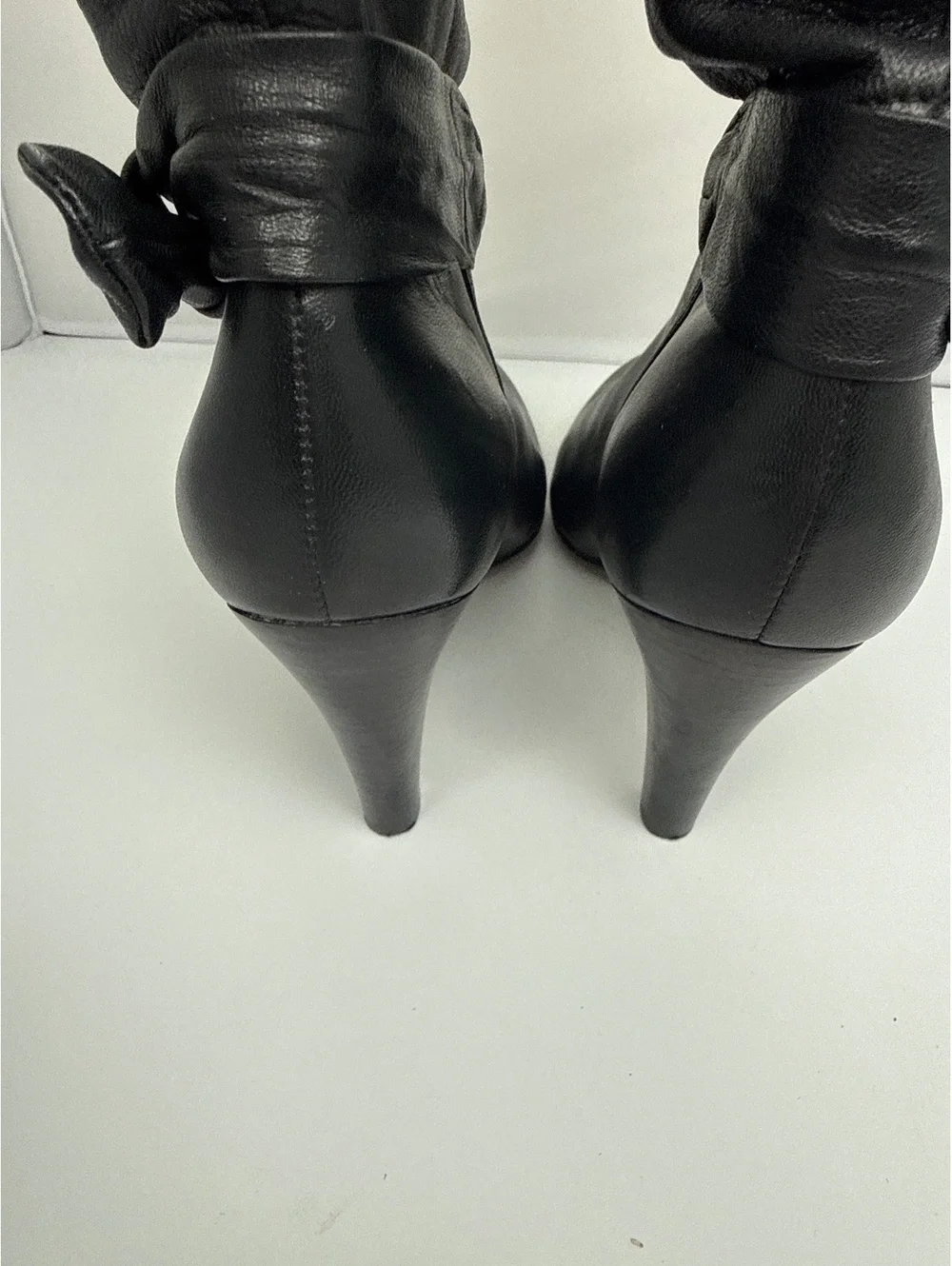 Vintage Arturo Chiang Leather Knee High Boots 8.5 Black Y2K Heeled Tall